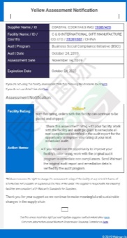 Walmart yellow assessment notification