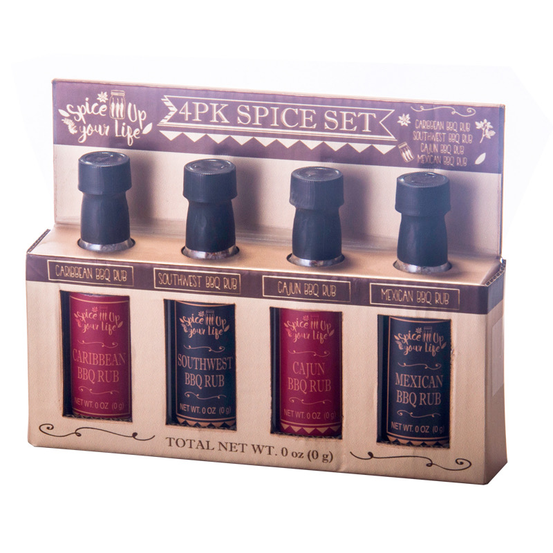 4-pack BBQ rub spice set gift box