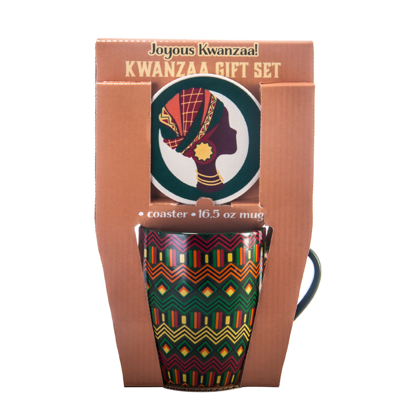Kwanzaa gift set with 16.5 oz mug and coaster